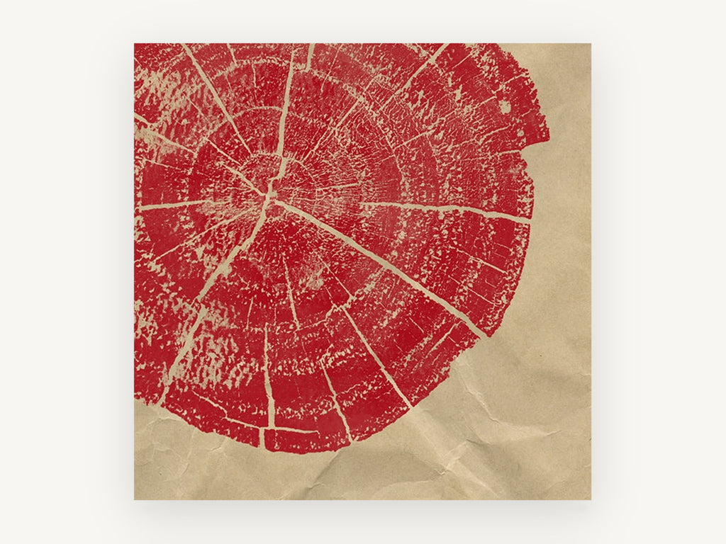 Red Tree Ring Print, floral canvas wall art print, front view