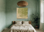 Olive Tree Ring Print floral canvas print on the wall of a bedroom