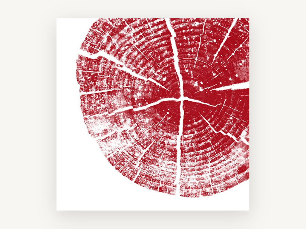Crimson Tree Rings, floral canvas wall art print, front view