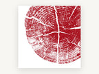 Crimson Tree Rings, floral canvas wall art print, front view