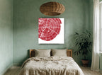 Crimson Tree Ring floral canvas print on the wall of a bedroom