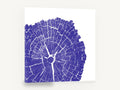Indigo Tree Rings, indigo tree ring cross section, floral canvas wall art print ready to hang