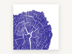 Indigo Tree Rings, floral canvas wall art print, front view