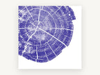 Indigo Tree Rings, floral canvas wall art print, front view