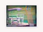 Lifeguard Tower Neon Haze, coastal canvas wall art print, front view