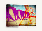 Magenta Cabanas Lifeguard Tower, purple beach cabanas lifeguard tower photograph, coastal canvas wall art print ready to hang