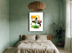 Instant London Camera vintage canvas print on the wall of a bedroom