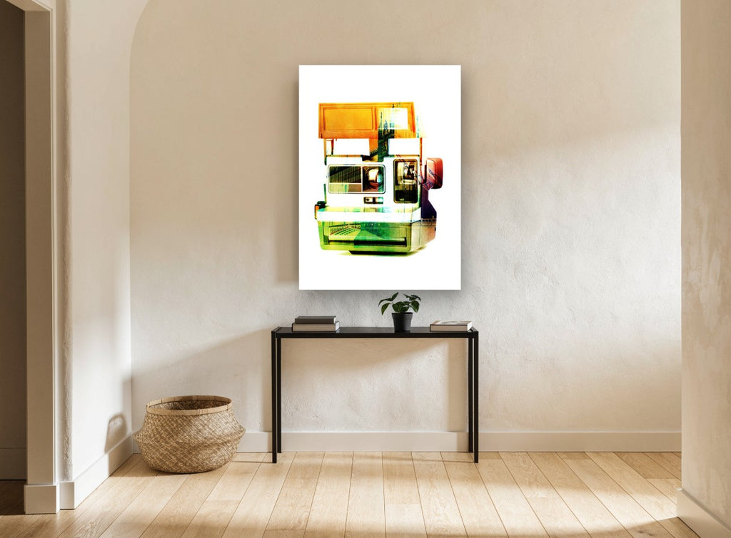 Instant London Camera vintage canvas print on the wall of a hallway