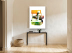 Instant London Camera vintage canvas print on the wall of a hallway