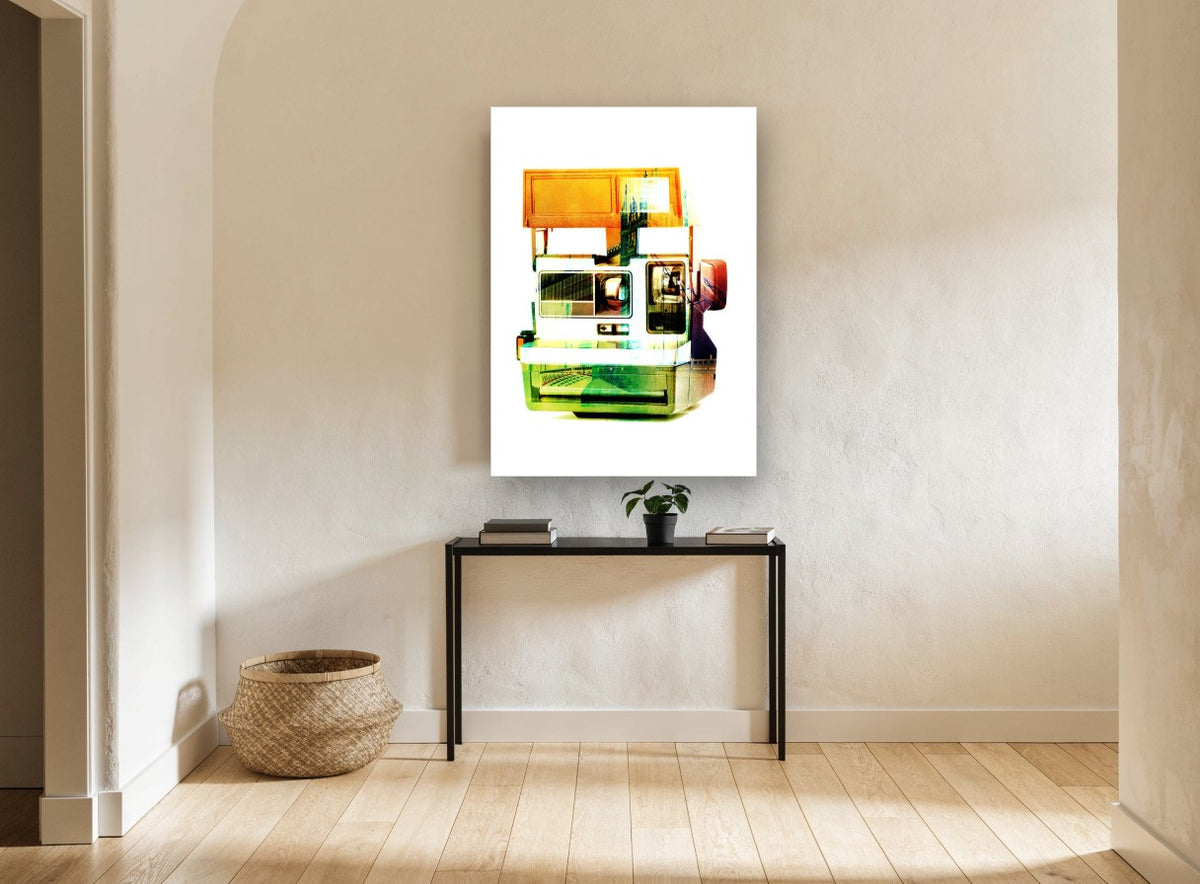 Instant London Camera vintage canvas print on the wall of a hallway