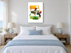Instant London Camera vintage canvas print on the wall of a coastal bedroom