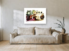 Double Exposure Rangefinder vintage canvas print on the wall of a living room