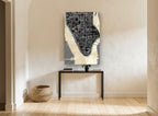 Manhattan Collage Map city canvas print on the wall of a hallway