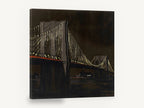 Brooklyn Bridge After Dark, brooklyn bridge at night illustration, city canvas wall art print ready to hang