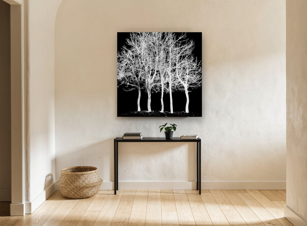 Ghost Grove landscape canvas print on the wall of a hallway