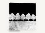 Inverted Tree Row, black and white tree row photograph, landscape canvas wall art print ready to hang