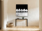 Inverted Tree Row landscape canvas print on the wall of a hallway