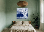Inverted Indigo Oak landscape canvas print on the wall of a bedroom