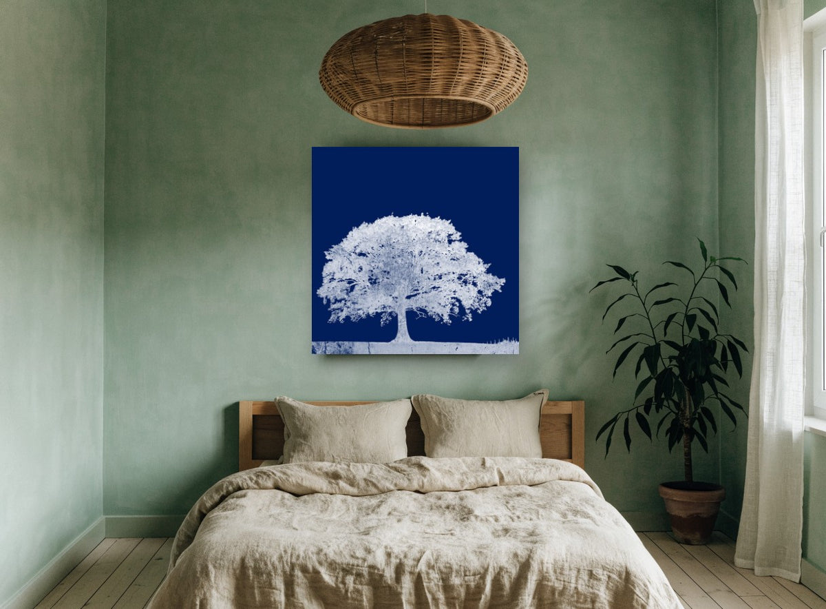 Midnight Oak Negative landscape canvas print on the wall of a bedroom