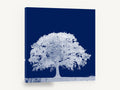 Midnight Oak Negative, white oak tree navy photograph, landscape canvas wall art print ready to hang