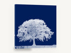 Midnight Oak Negative, white oak tree navy photograph, landscape canvas wall art print ready to hang