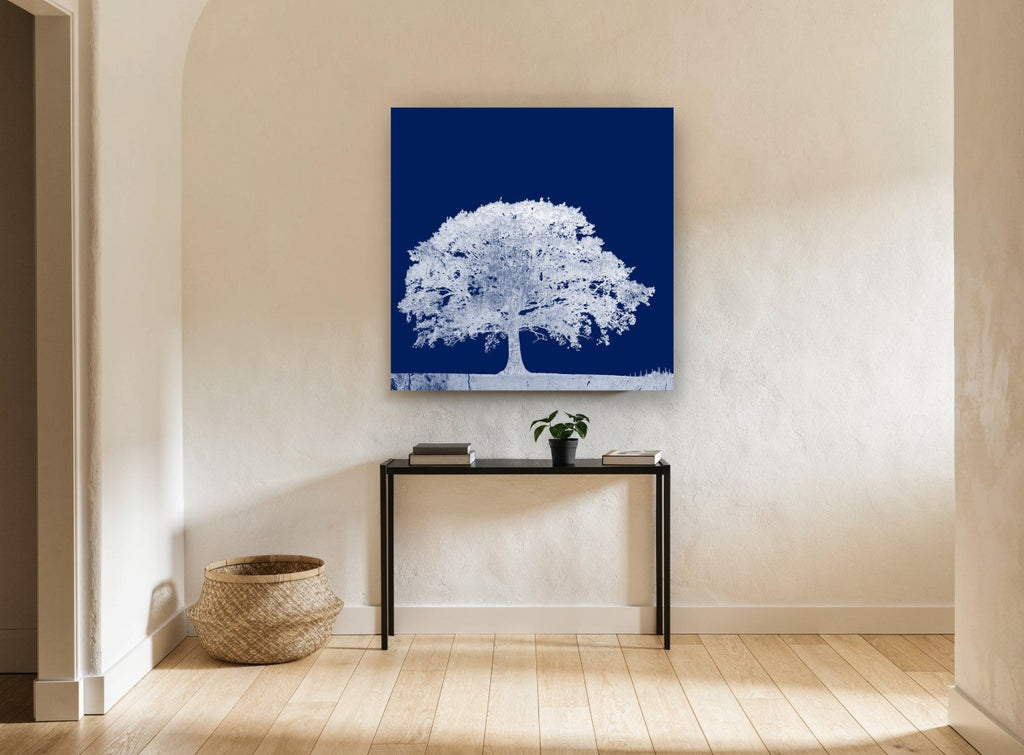 Midnight Oak Negative landscape canvas print on the wall of a hallway