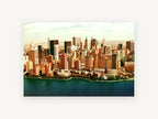 Lower Manhattan Waterfront, lower manhattan skyline aerial photograph, city canvas wall art print, front view