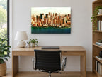 Lower Manhattan Waterfront city canvas print on the wall of a study