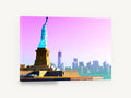 Liberty in Pink Haze, statue of liberty pink sky photograph, city canvas wall art print ready to hang
