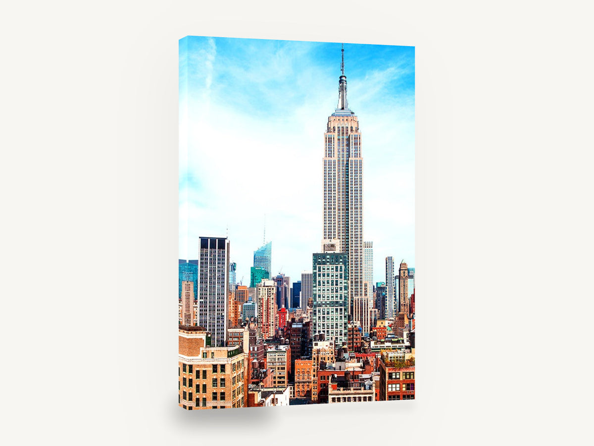 Empire State Rising, empire state building new york skyline photograph, city canvas wall art print ready to hang