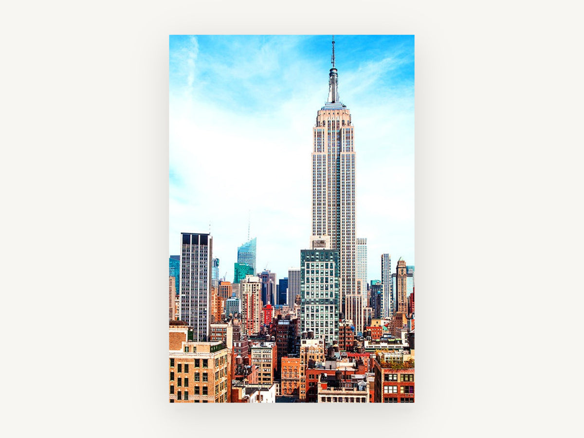Empire State Rising, empire state building new york skyline photograph, city canvas wall art print, front view