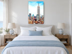 Empire State Rising city canvas print on the wall of a bedroom