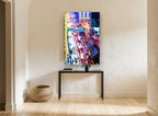 Wet Rush Hour city canvas print on the wall of a hallway