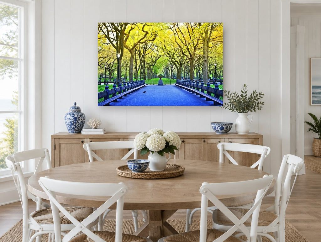 Spring Park Promenade landscape canvas print on the wall of a Hamptons dining room