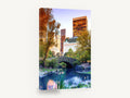 Gapstow Bridge Dusk, central park stone bridge at dusk photograph, city canvas wall art print ready to hang