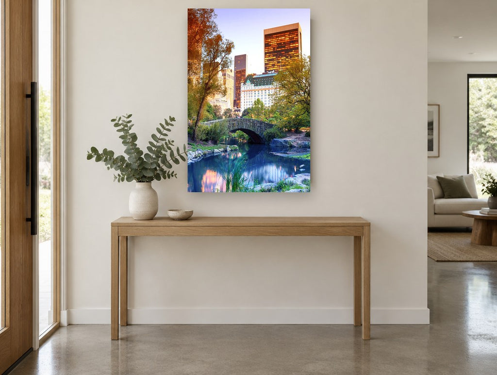 Gapstow Bridge Dusk city canvas print on the wall of a entry hall