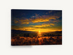 Valley Sunburst, golden sunset over valley pasture, landscape canvas wall art print ready to hang