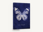 Indigo Tiger Wings, vintage butterfly illustration in indigo, animal canvas wall art print ready to hang