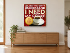 Coffee Headache Cure kitchen canvas print on the wall of a living room above a sideboard