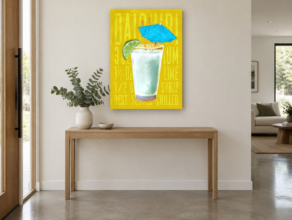 Daiquiri Best Served Chilled vintage canvas print on the wall of a entry hall