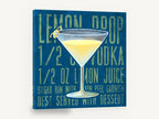 Sugar Rim Lemon Drop, lemon drop martini cocktail typography, kitchen canvas wall art print ready to hang