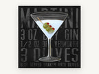Shaken Martini Recipe, kitchen canvas wall art print, front view