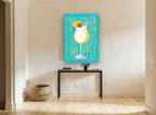 Piña Colada Beach Recipe vintage canvas print on the wall of a hallway
