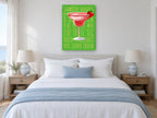 Frozen Strawberry Margarita vintage canvas print on the wall of a coastal bedroom
