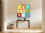 Tropical Cocktail Grid kitchen canvas print on the wall of a hallway