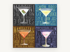 Four Martini Recipes, kitchen canvas wall art print, front view