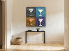 Four Martini Recipes kitchen canvas print on the wall of a hallway