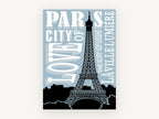Paris City of Love, vintage canvas wall art print, front view