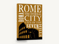 Rome Eternal City, retro rome colosseum typography poster, stretched canvas wall art print ready to hang