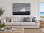 Lit Peak Dusk landscape canvas print on the wall of a beach house living room
